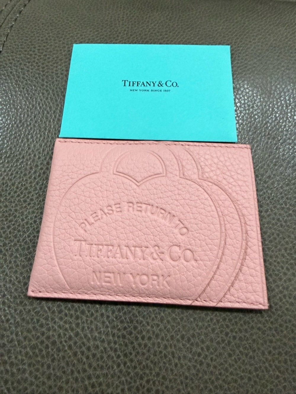 Please Return to Tiffany Tiffany & Co. Pink Leather Card Holder NWT